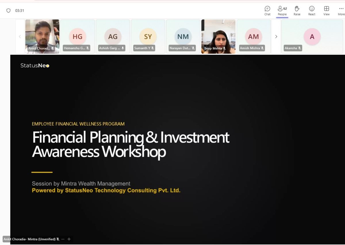 Mintra virtual Financial Planning and Investment Awareness Workshop for StatusNeo employees worldwide